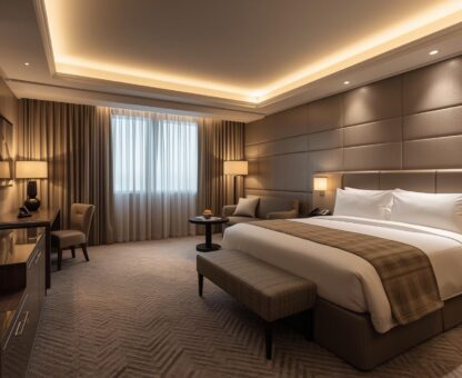 How to Choose the Best Accommodation for Your Corporate Trip (Show a beautiful high end hotel room)