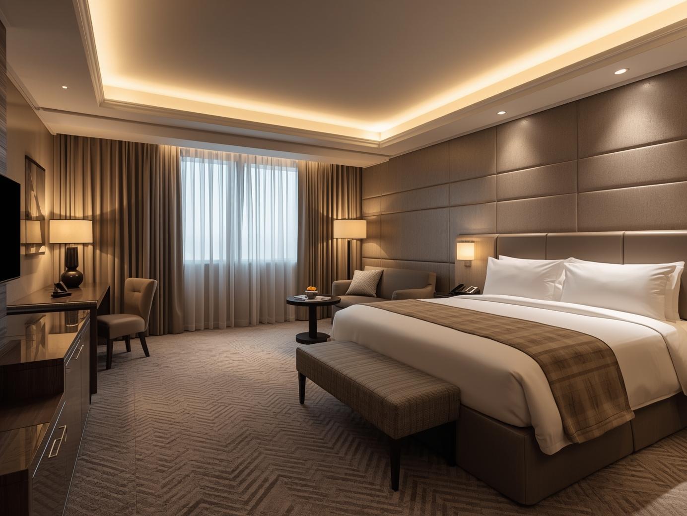 How to Choose the Best Accommodation for Your Corporate Trip (Show a beautiful high end hotel room)